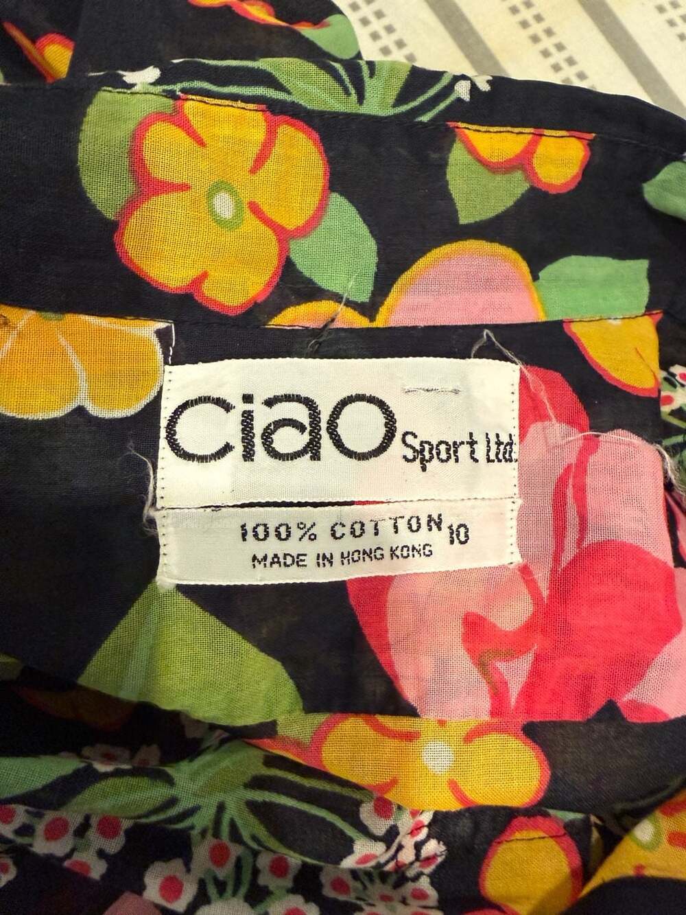 Ciao Sport Vintage 70s Floral Cotton Button-Up Long Sleeve Blouse Sz 10 - Picture 3 of 4